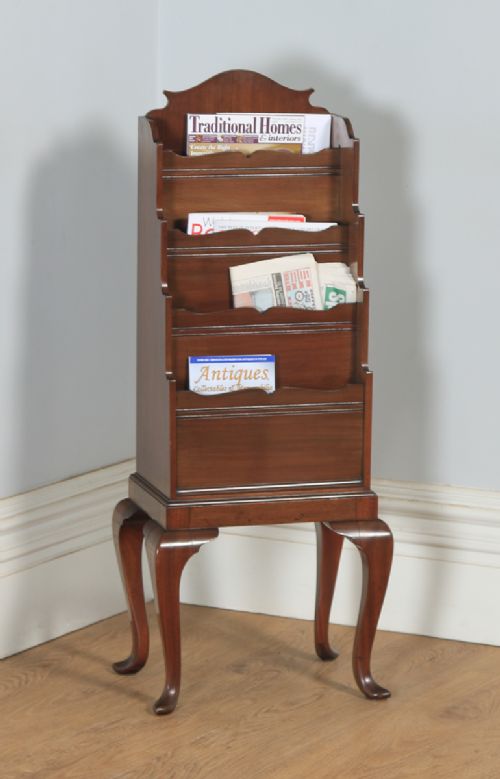 Antique English Edwardian Mahogany Waterfall Bookstand / Bookcase / Shelf / Rack / Tidy (Circa 1910)