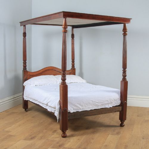 Antique 4ft 6” English Regency / William IV Mahogany Double Four Poster Bed (Circa 1830)