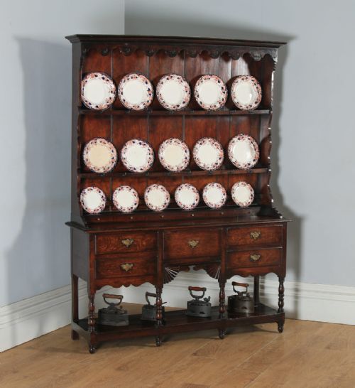 Antique Welsh Regency Georgian Oak Potboard Joined High Dresser Base & Rack Sideboard (Circa 1810)