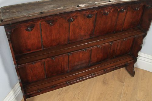 fig 5. Antique Welsh Regency Georgian Oak Potboard Joined High Dresser Base & Rack Sideboard (Circa 1810)