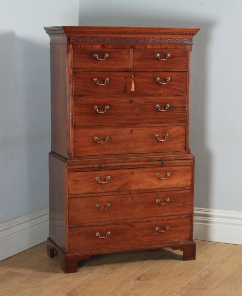 Antique English Georgian Chippendale Mahogany Tallboy / Chest on Chest (Circa 1770)