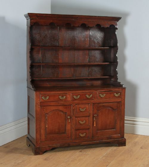 fig 1. Antique Welsh Snowdonia Georgian Oak Joined High Dresser Base & Rack Sideboard (Circa 1740)