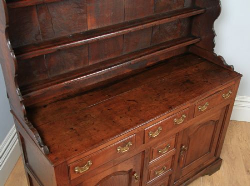 fig 6. Antique Welsh Snowdonia Georgian Oak Joined High Dresser Base & Rack Sideboard (Circa 1740)