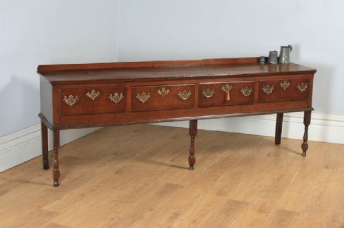 Antique English Lancashire / Cheshire Georgian Oak 8ft Four Drawer Low Dresser Base Sideboard (Circa 1750)