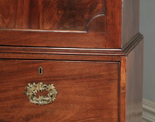 fig 5. Antique English Georgian Flame Mahogany Linen Press Wardrobe Cupboard (Circa 1790)