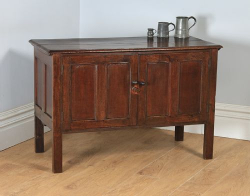 Antique English 18th Century Oak Coffer Chest Cupboard (Circa 1750)