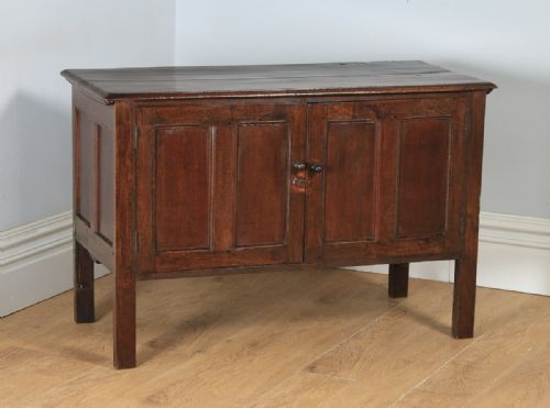 fig 1. Antique English 18th Century Oak Coffer Chest Cupboard (Circa 1750)