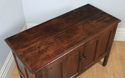 fig 2. Antique English 18th Century Oak Coffer Chest Cupboard (Circa 1750)