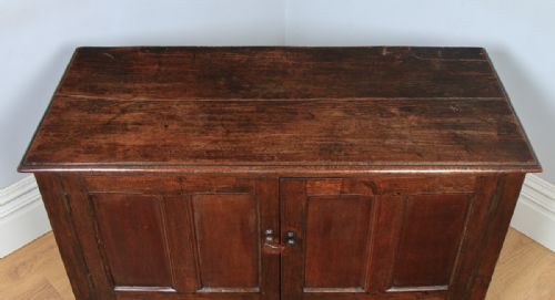 fig 4. Antique English 18th Century Oak Coffer Chest Cupboard (Circa 1750)