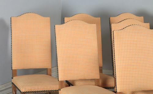fig 2. Set of Ten 10 French Os De Mouton Upholstered High Back Beech Dining Chairs Including Recovering (Circa 1930)