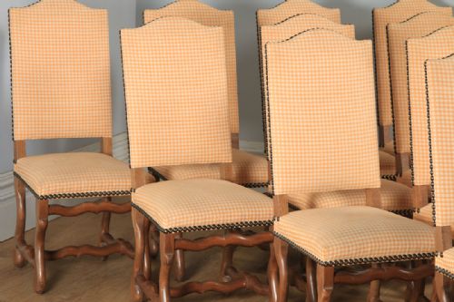 fig 4. Set of Ten 10 French Os De Mouton Upholstered High Back Beech Dining Chairs Including Recovering (Circa 1930)