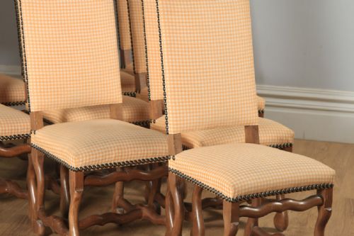 fig 5. Set of Ten 10 French Os De Mouton Upholstered High Back Beech Dining Chairs Including Recovering (Circa 1930)