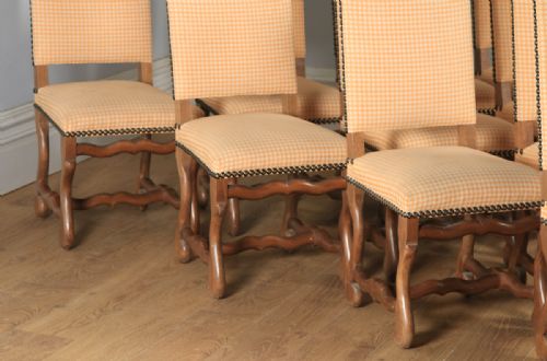 fig 6. Set of Ten 10 French Os De Mouton Upholstered High Back Beech Dining Chairs Including Recovering (Circa 1930)