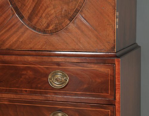 fig 5. Antique English Georgian Regency Flame Mahogany Linen Press Wardrobe Cupboard (Circa 1820)
