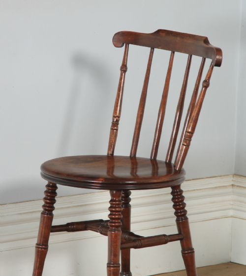 fig 2. Antique Swedish Pair of Edwardian Beech Ibex Penny Windsor Stick Back Kitchen Dining Chairs (Circa 1910)