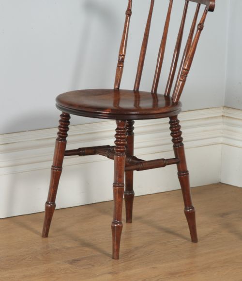 fig 3. Antique Swedish Pair of Edwardian Beech Ibex Penny Windsor Stick Back Kitchen Dining Chairs (Circa 1910)