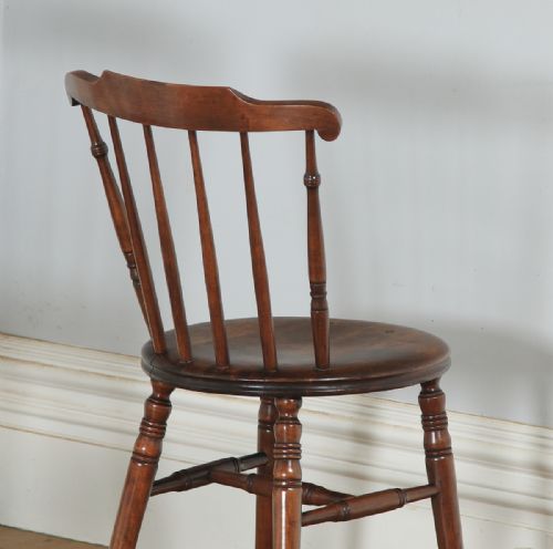 fig 4. Antique Swedish Pair of Edwardian Beech Ibex Penny Windsor Stick Back Kitchen Dining Chairs (Circa 1910)