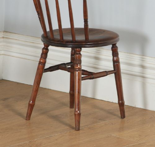 fig 5. Antique Swedish Pair of Edwardian Beech Ibex Penny Windsor Stick Back Kitchen Dining Chairs (Circa 1910)