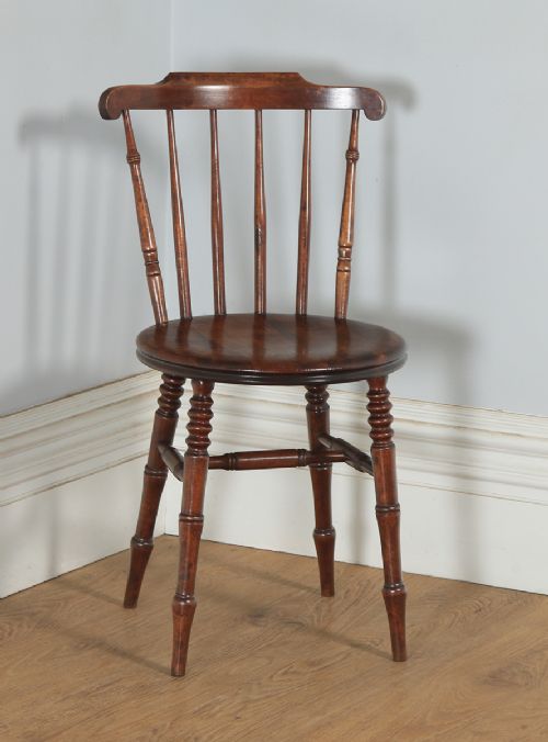 fig 6. Antique Swedish Pair of Edwardian Beech Ibex Penny Windsor Stick Back Kitchen Dining Chairs (Circa 1910)