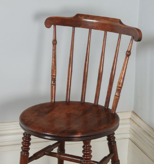 fig 7. Antique Swedish Pair of Edwardian Beech Ibex Penny Windsor Stick Back Kitchen Dining Chairs (Circa 1910)
