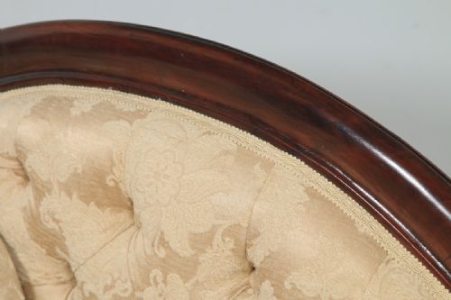 fig 7. Antique English Victorian Mahogany Upholstered Chaise Longue Settee Sofa Couch (Circa 1860)