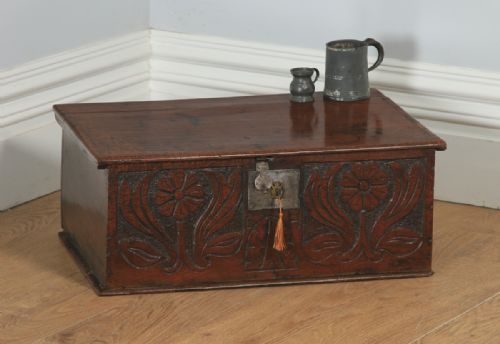Antique English 17th Century Oak Bible Box / Trunk / Blanket Chest (Circa 1680)