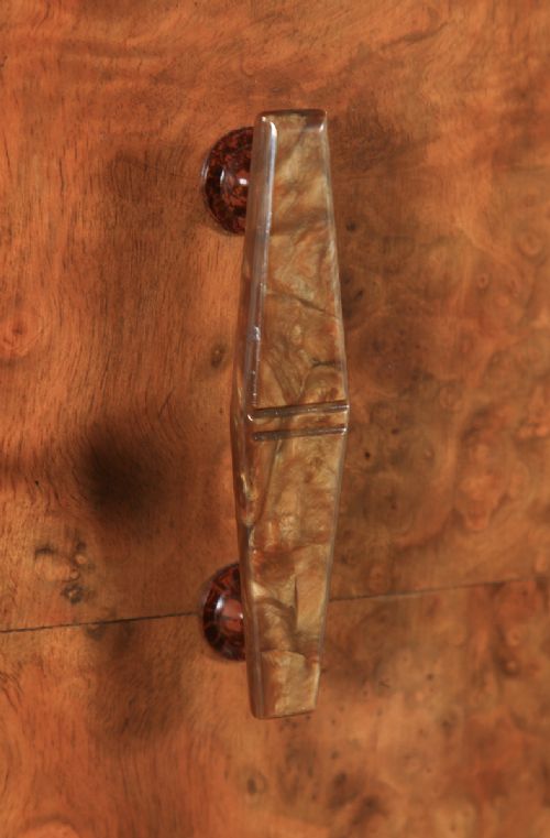 fig 3. Antique English Art Deco Burr Walnut Cocktail Bar Drinks Cloud Shaped Cabinet (Circa 1930) from Harrods, London