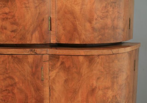 fig 4. Antique English Art Deco Burr Walnut Cocktail Bar Drinks Cloud Shaped Cabinet (Circa 1930) from Harrods, London
