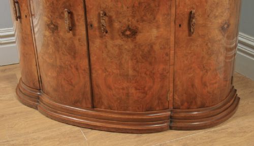 fig 5. Antique English Art Deco Burr Walnut Cocktail Bar Drinks Cloud Shaped Cabinet (Circa 1930) from Harrods, London