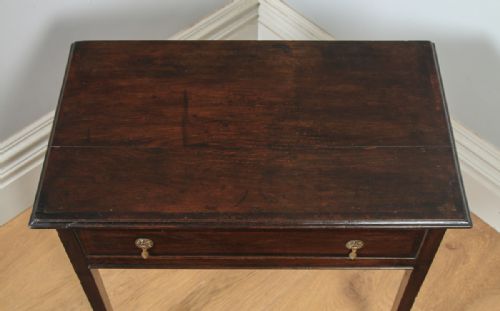 fig 5. Antique English 19th Century Georgian Oak Occasional Side Hall Writing Lowboy Table (Circa 1800)