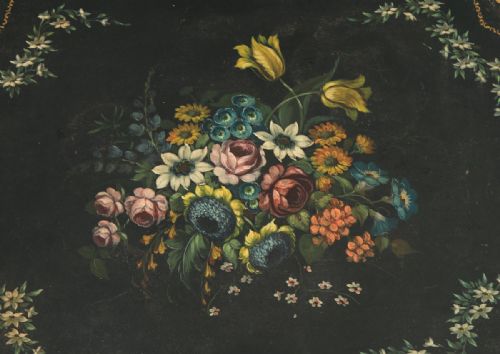 fig 6. Antique English Victorian Black Ebonised Chinoiserie Papier Mâché Butlers Drinks Tray (Circa 1860)