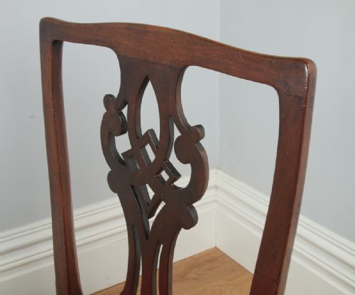 fig 4. Antique English Pair of Georgian Chippendale Mahogany Dining Chairs (Circa 1800)
