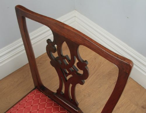 fig 5. Antique English Pair of Georgian Chippendale Mahogany Dining Chairs (Circa 1800)