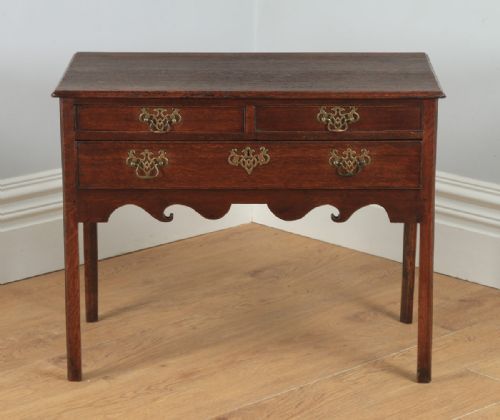 fig 1. Antique English 18th Century Georgian Oak Occasional Side Hall Lowboy Table (Circa 1790)