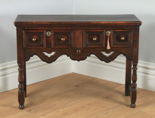 fig 1. Antique English Victorian Jacobean Style Oak Geometric Dresser Serving Base Sideboard (Circa 1860)