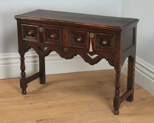 fig 4. Antique English Victorian Jacobean Style Oak Geometric Dresser Serving Base Sideboard (Circa 1860)