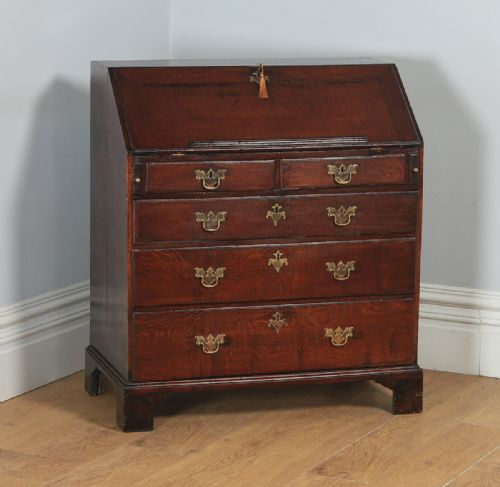 Antique English 18th Century Georgian Oak Bureau (Circa 1740)