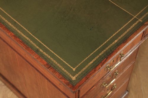fig 4. Antique English Victorian Oak & Leather 5ft Partner’s Pedestal Office Desk (Circa 1880)
