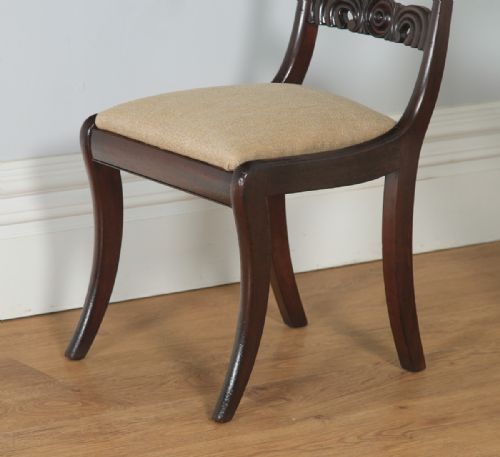 fig 7. Antique English Georgian Regency Set of Four Flame Mahogany Bar Back Dining Chairs (Circa 1830)