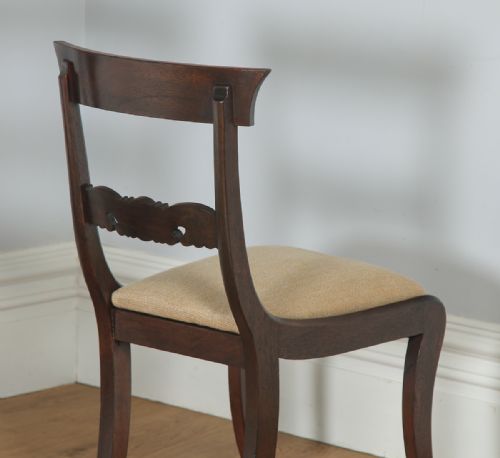 fig 8. Antique English Georgian Regency Set of Four Flame Mahogany Bar Back Dining Chairs (Circa 1830)