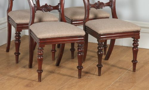 fig 4. Antique English Victorian Set of Four Mahogany Balloon Back Dining Chairs (Circa 1870)