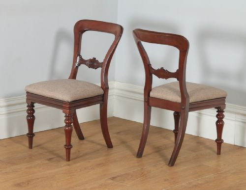 fig 5. Antique English Victorian Set of Four Mahogany Balloon Back Dining Chairs (Circa 1870)