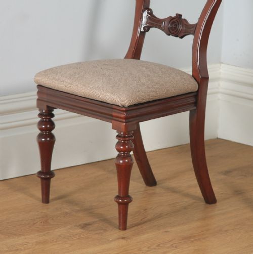 fig 7. Antique English Victorian Set of Four Mahogany Balloon Back Dining Chairs (Circa 1870)