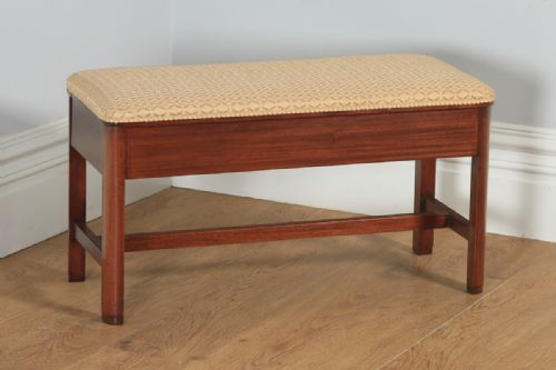 Antique English Art Deco Mahogany Upholstered Piano / Music / Duet Stool by Rushworth & Dreaper of Liverpool (Circa 1930)
