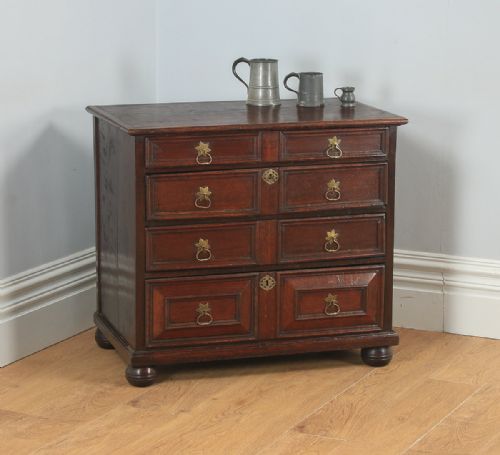 Antique English William & Mary Oak Panelled Geometric Chest of Drawers (Circa 1690)