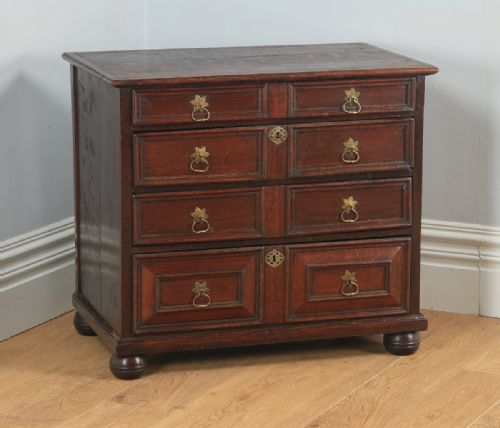 fig 1. Antique English William & Mary Oak Panelled Geometric Chest of Drawers (Circa 1690)