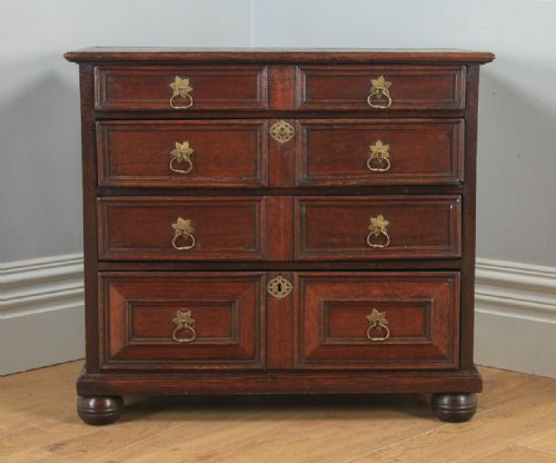 fig 2. Antique English William & Mary Oak Panelled Geometric Chest of Drawers (Circa 1690)