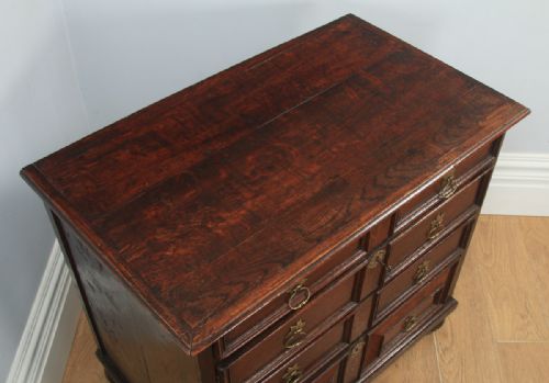fig 3. Antique English William & Mary Oak Panelled Geometric Chest of Drawers (Circa 1690)