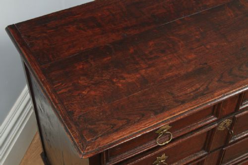 fig 4. Antique English William & Mary Oak Panelled Geometric Chest of Drawers (Circa 1690)