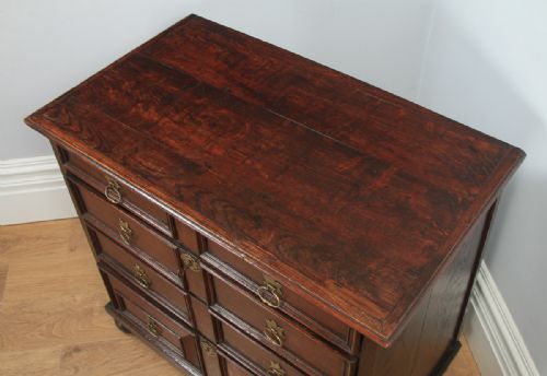 fig 5. Antique English William & Mary Oak Panelled Geometric Chest of Drawers (Circa 1690)
